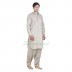Cotton Pathani suit - White strips on Tea color